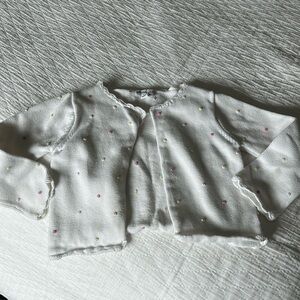 Adorable cotton knit polka dot cardigan